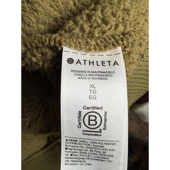 Athleta Women's XL Fuzzy Sherpa Green Jacket Outdoor Cozy - Picture 4 of 4